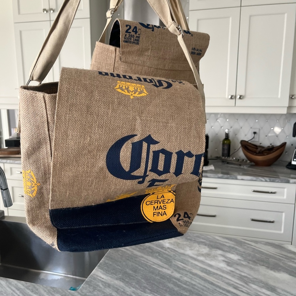 Vintage JUTE CORONA TOTE BAGS rare conversation piece decorative useful